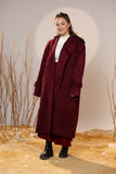 Crimson Gabardine Classic Trench Coat