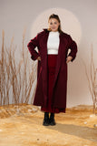 Crimson Gabardine Classic Trench Coat