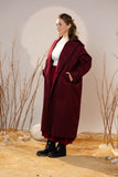 Crimson Gabardine Classic Trench Coat