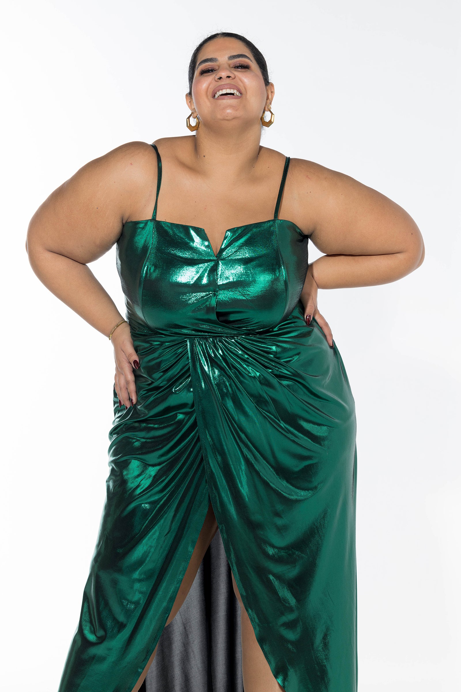 Emerald Dusk Gown - Metallic Emerald