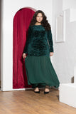 Emerald Green Sequin & Pleated Chiffon Soirée Dress