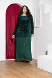Emerald Green Sequin & Pleated Chiffon Soirée Dress