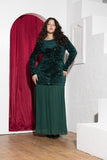 Emerald Green Sequin & Pleated Chiffon Soirée Dress