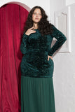 Emerald Green Sequin & Pleated Chiffon Soirée Dress