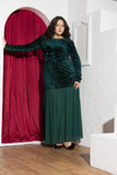 Emerald Green Sequin & Pleated Chiffon Soirée Dress