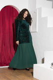 Emerald Green Sequin & Pleated Chiffon Soirée Dress