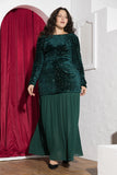Emerald Green Sequin & Pleated Chiffon Soirée Dress