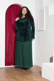 Emerald Green Sequin & Pleated Chiffon Soirée Dress