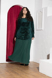 Emerald Green Sequin & Pleated Chiffon Soirée Dress