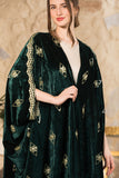 Emerald Heritage Embroidered Velvet Abaya