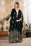 Emerald Heritage Embroidered Velvet Abaya