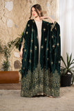 Emerald Heritage Embroidered Velvet Abaya