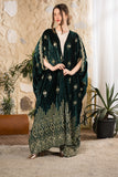 Emerald Heritage Embroidered Velvet Abaya