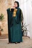 Emerald Serenity Velvet Abaya