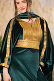 Emerald Serenity Velvet Abaya