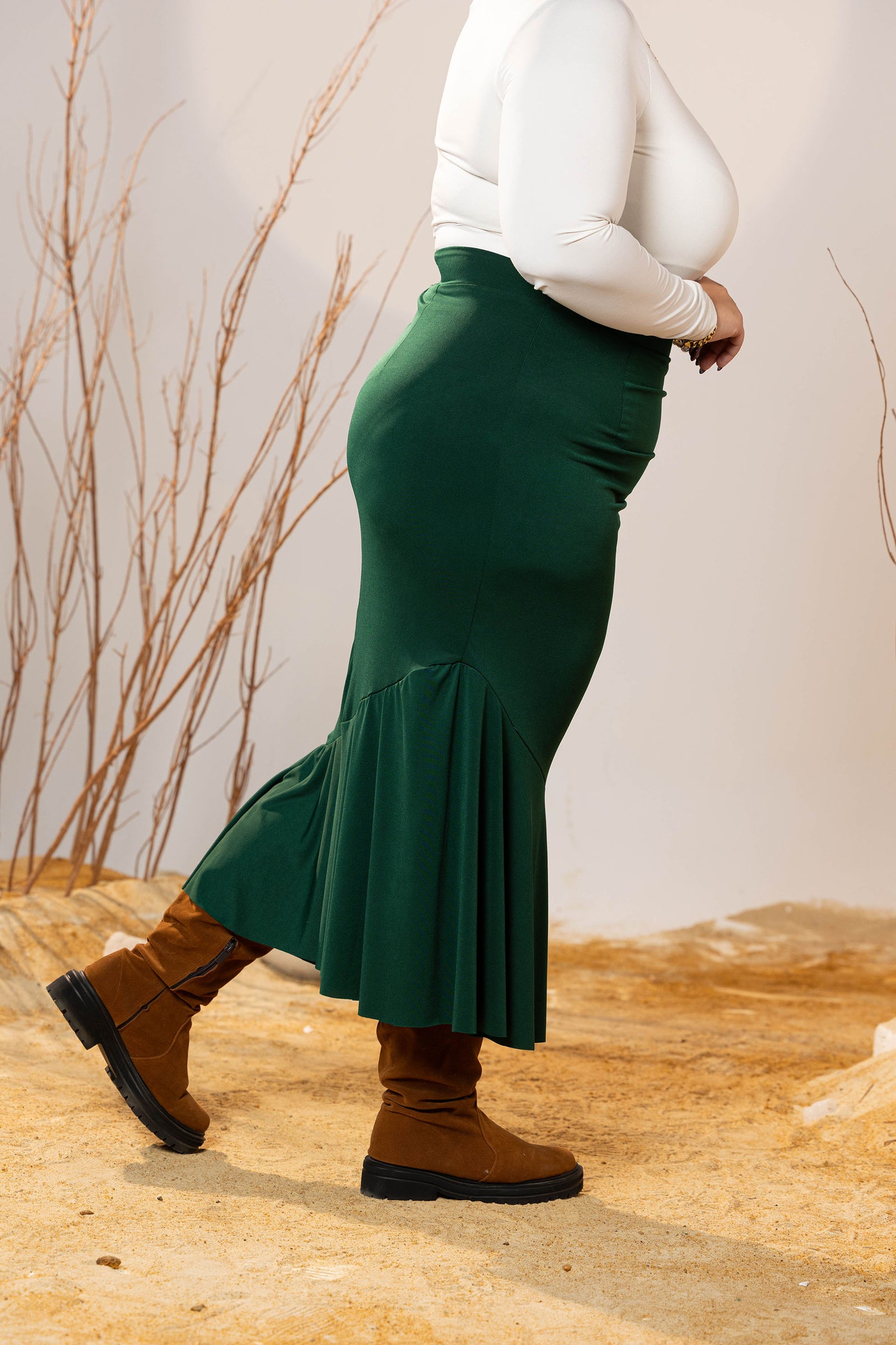 Emerald Sway Midi Skirt