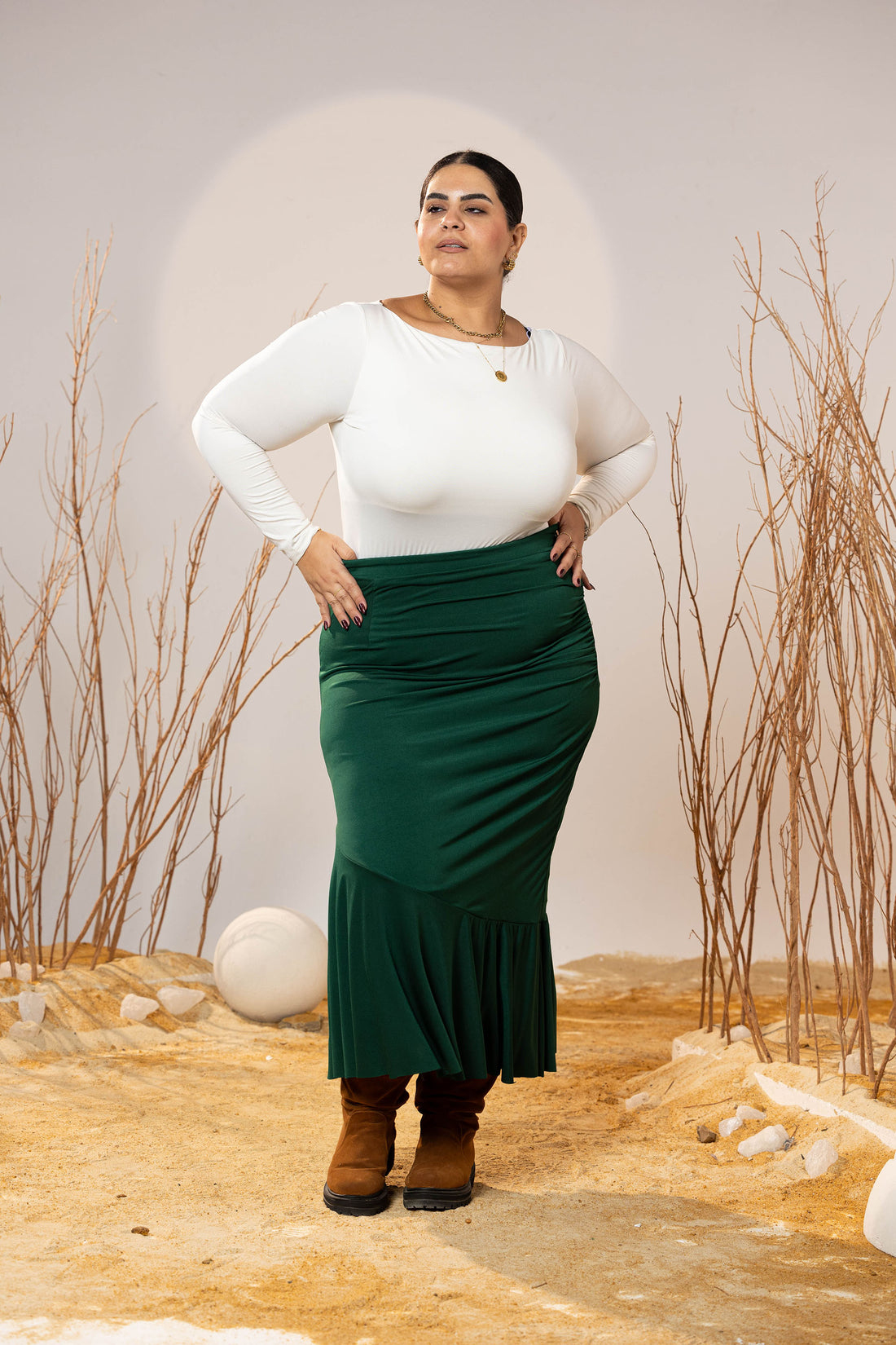 Emerald Sway Midi Skirt