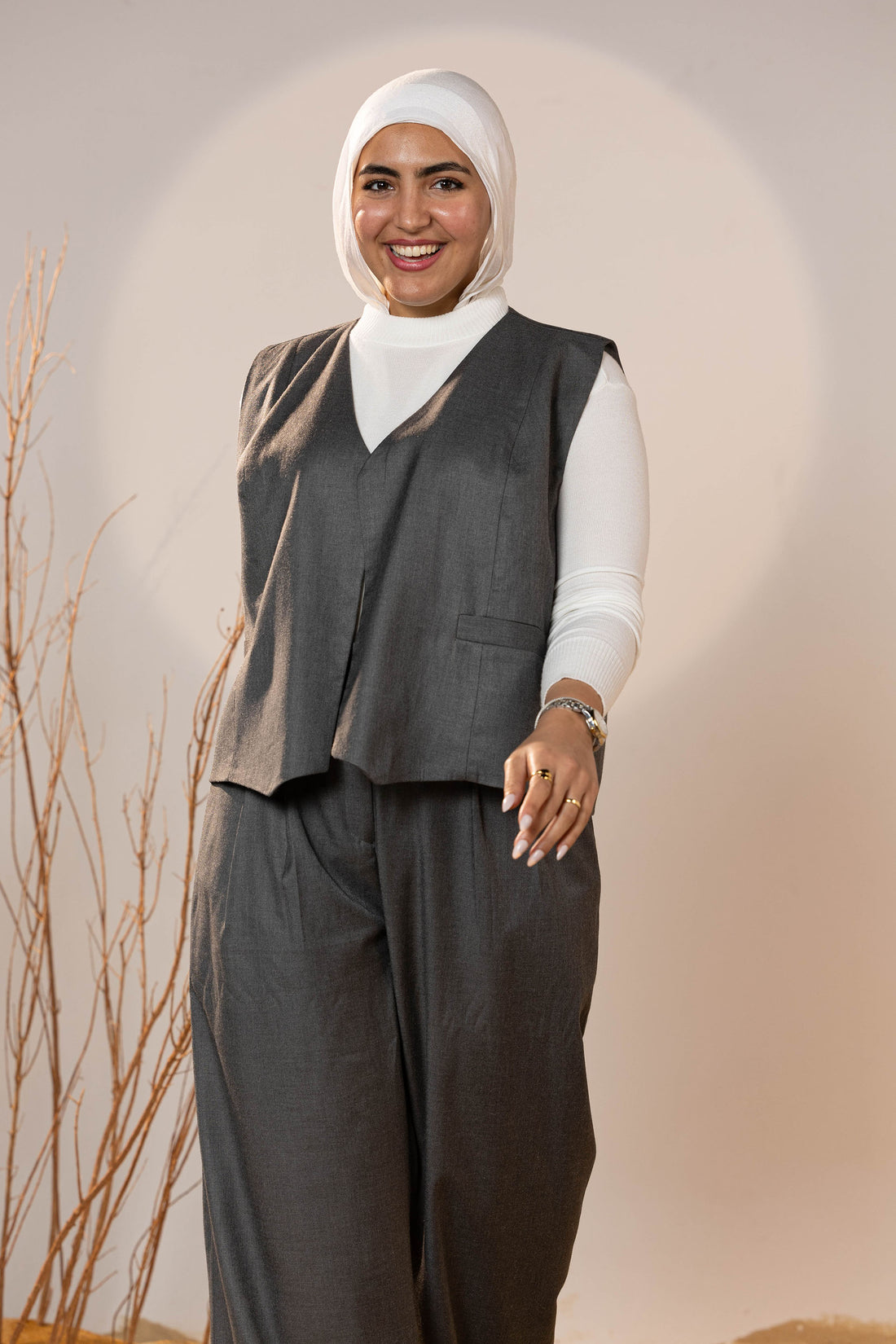 Essential 2-Piece Wool Vest Set - Grey