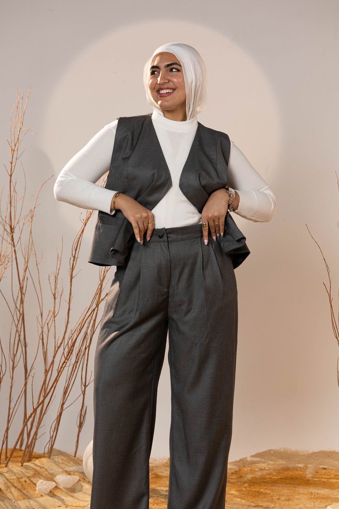 Essential 2-Piece Wool Vest Set - Grey