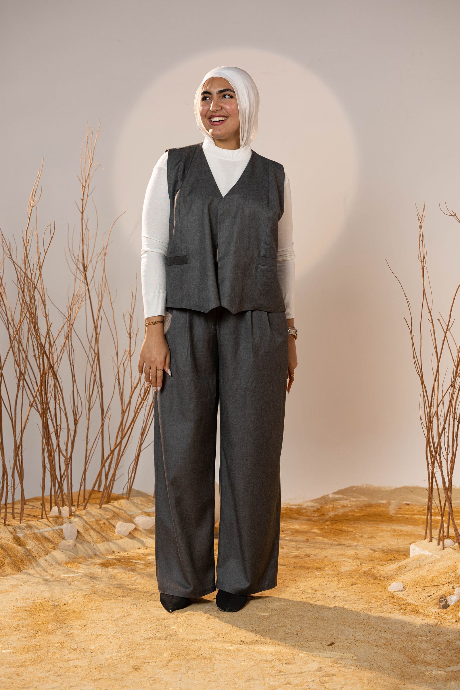 Essential 2-Piece Wool Vest Set - Grey