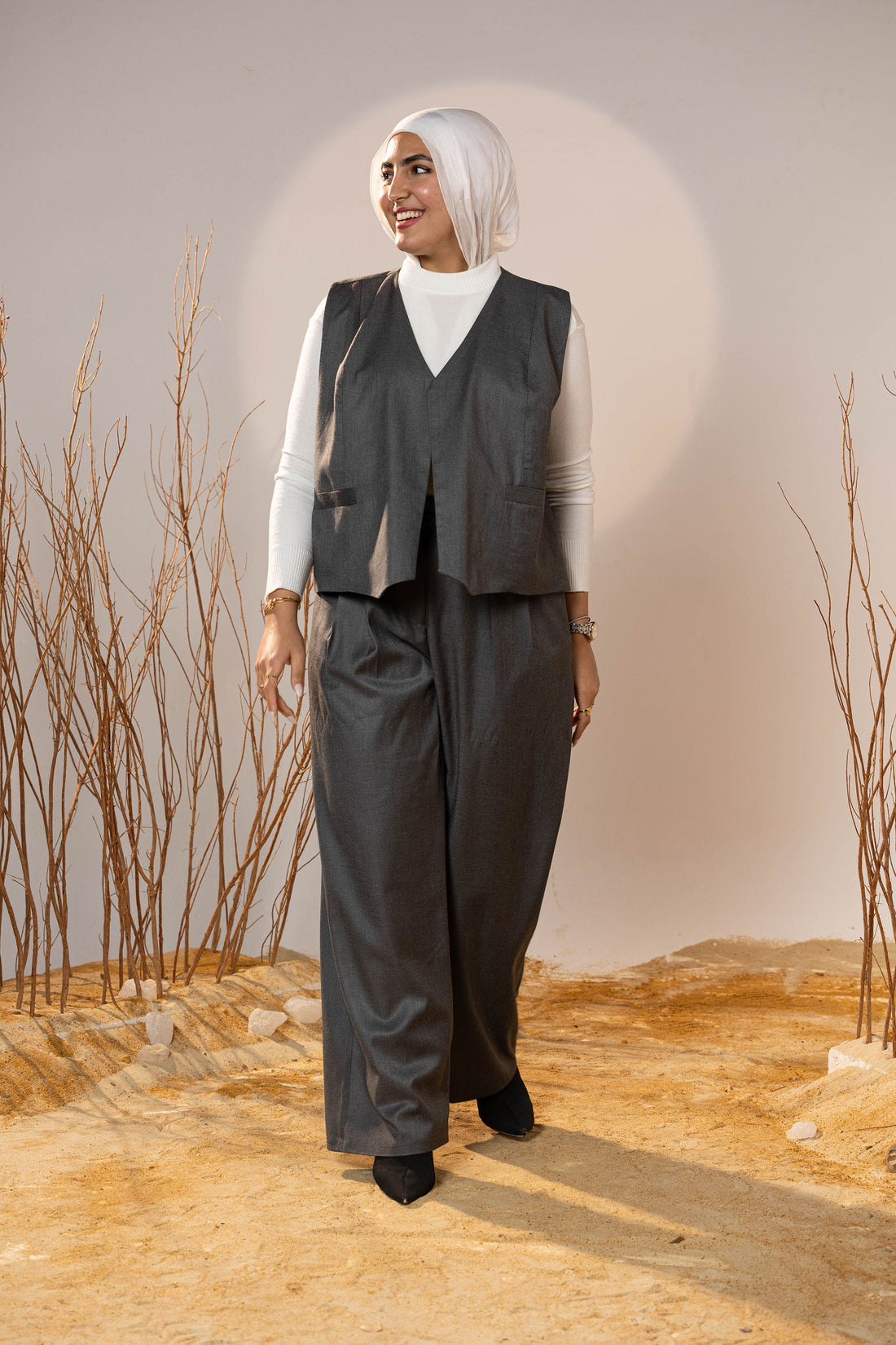 Essential 2-Piece Wool Vest Set - Grey