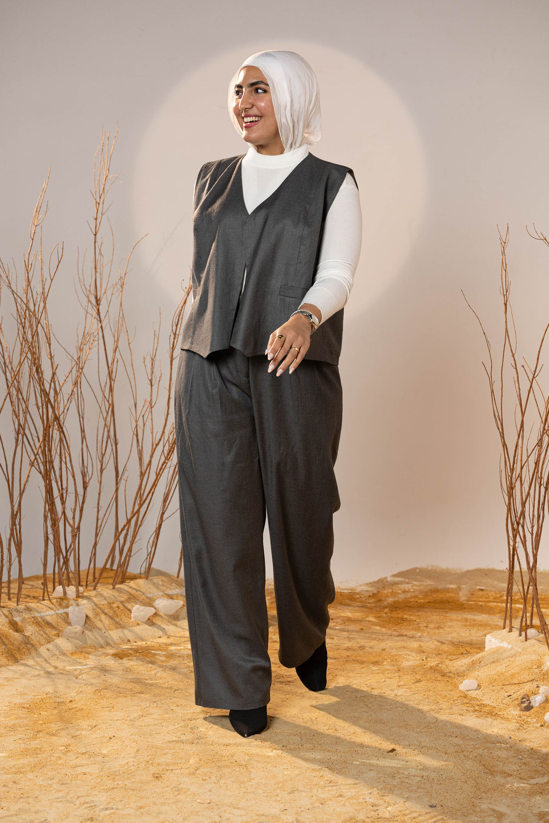 Essential 2-Piece Wool Vest Set - Grey