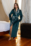 Festive Emerald Trim Wrap Robe