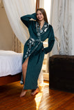 Festive Emerald Trim Wrap Robe