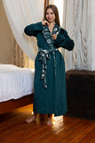 Festive Emerald Trim Wrap Robe