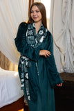 Festive Emerald Trim Wrap Robe