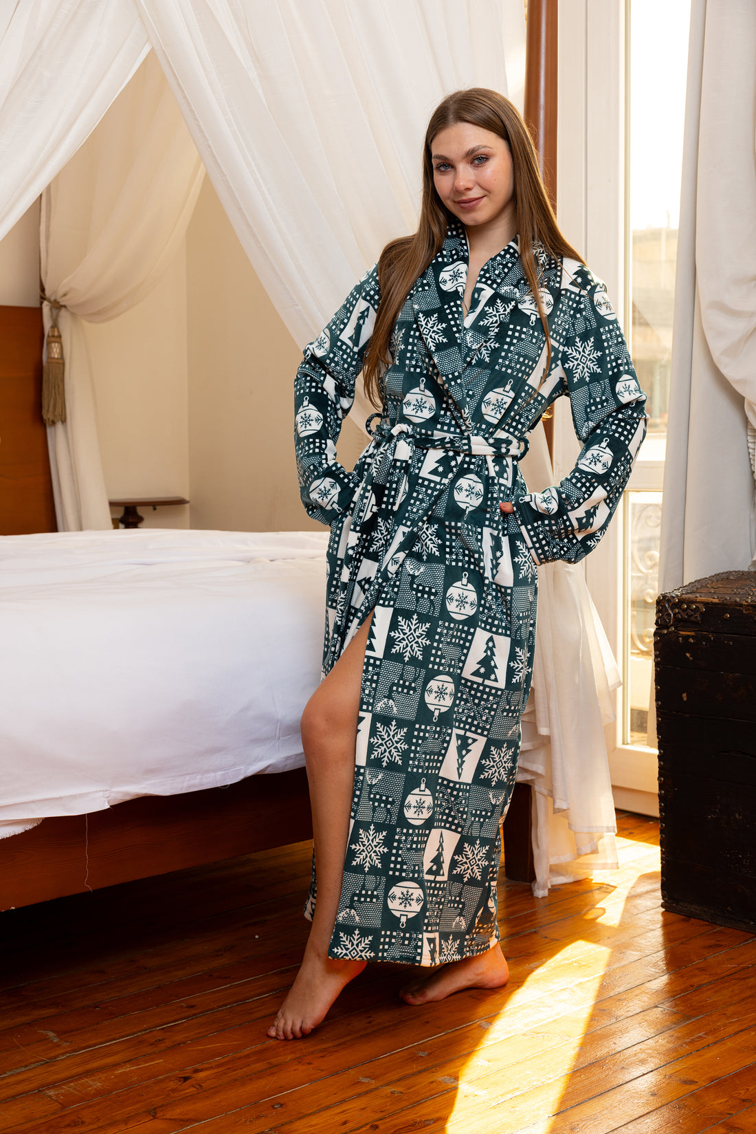 Festive Teal Wrap Robe
