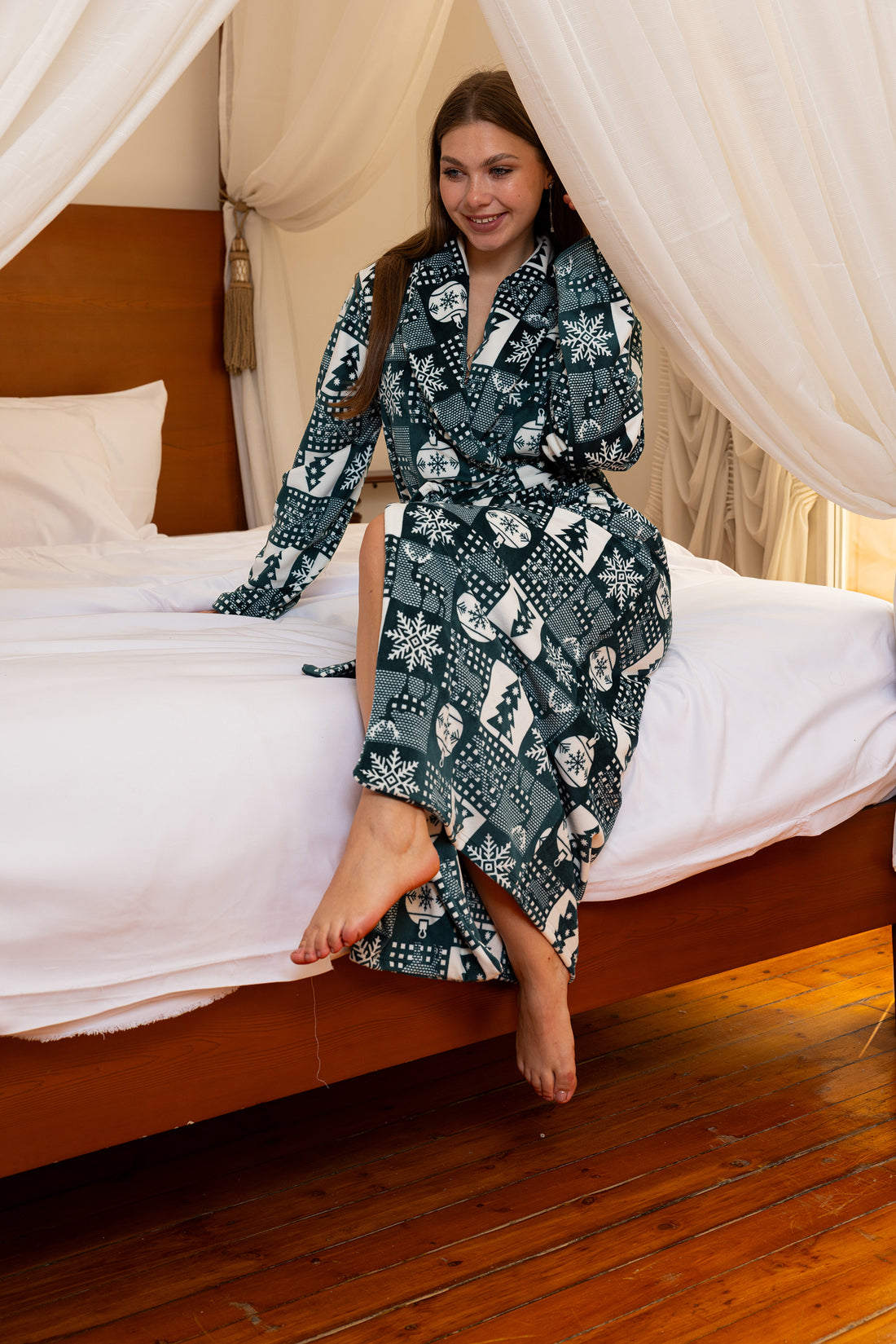Festive Teal Wrap Robe