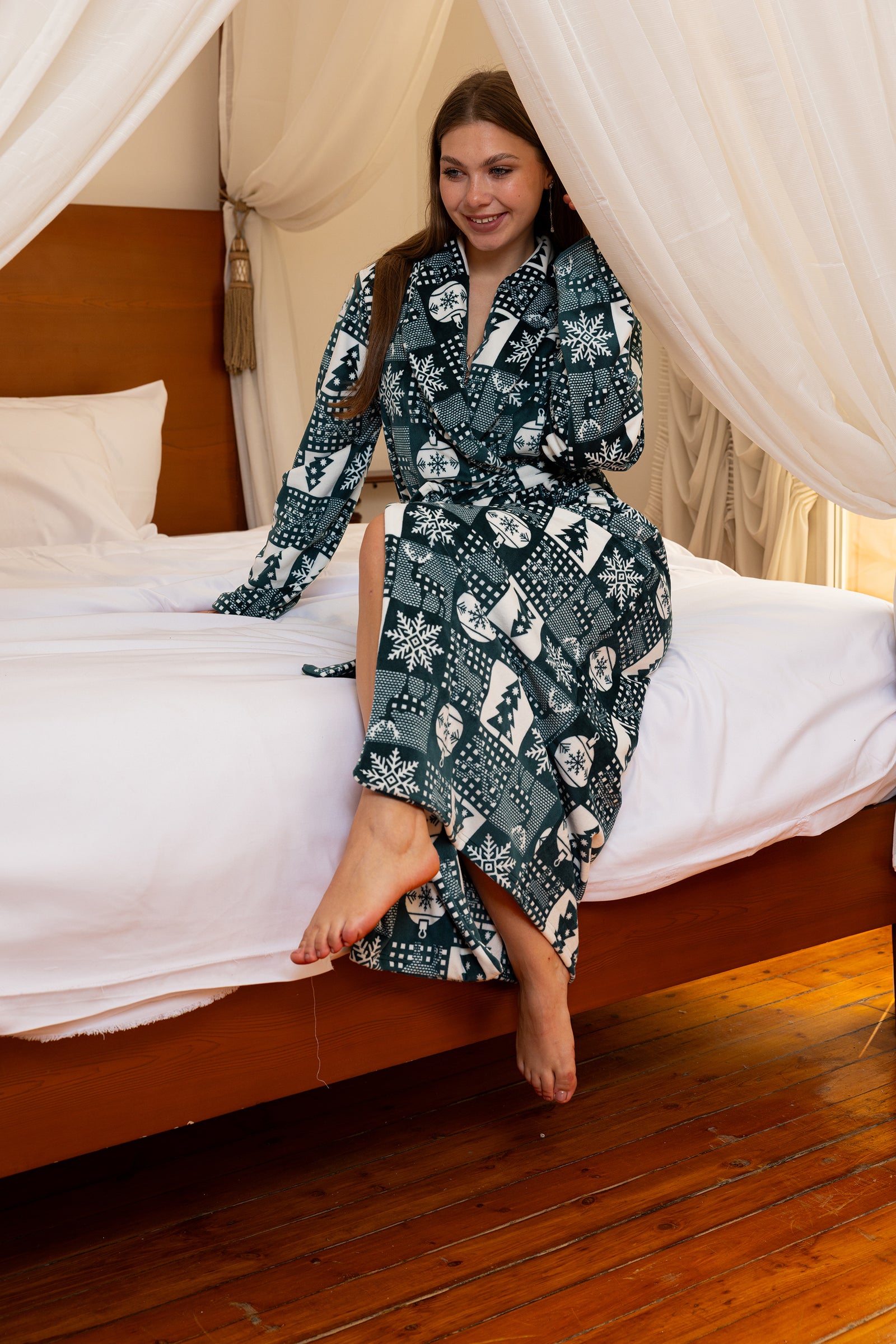 Festive Teal Wrap Robe