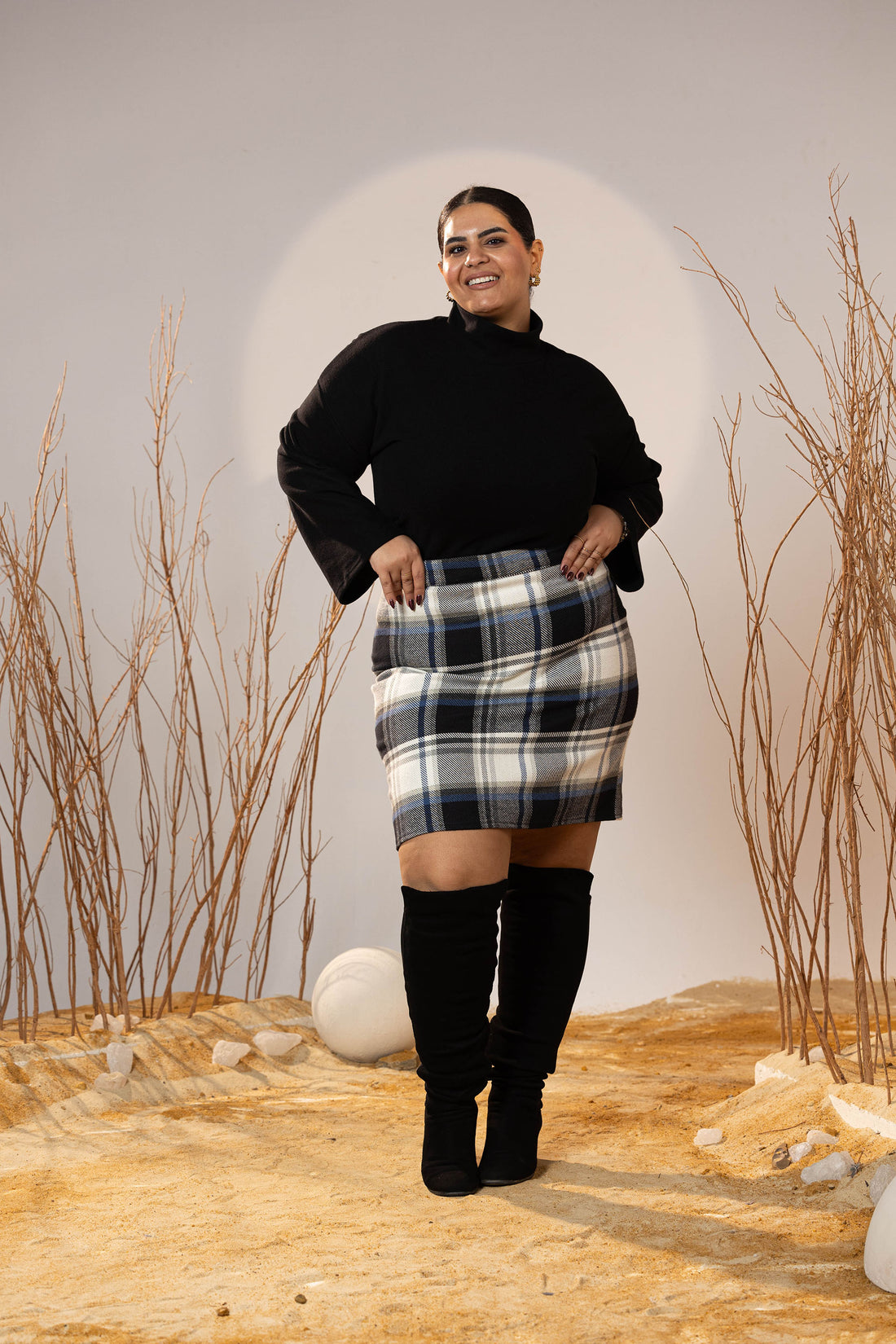 Frosted Check Mini Skirt
