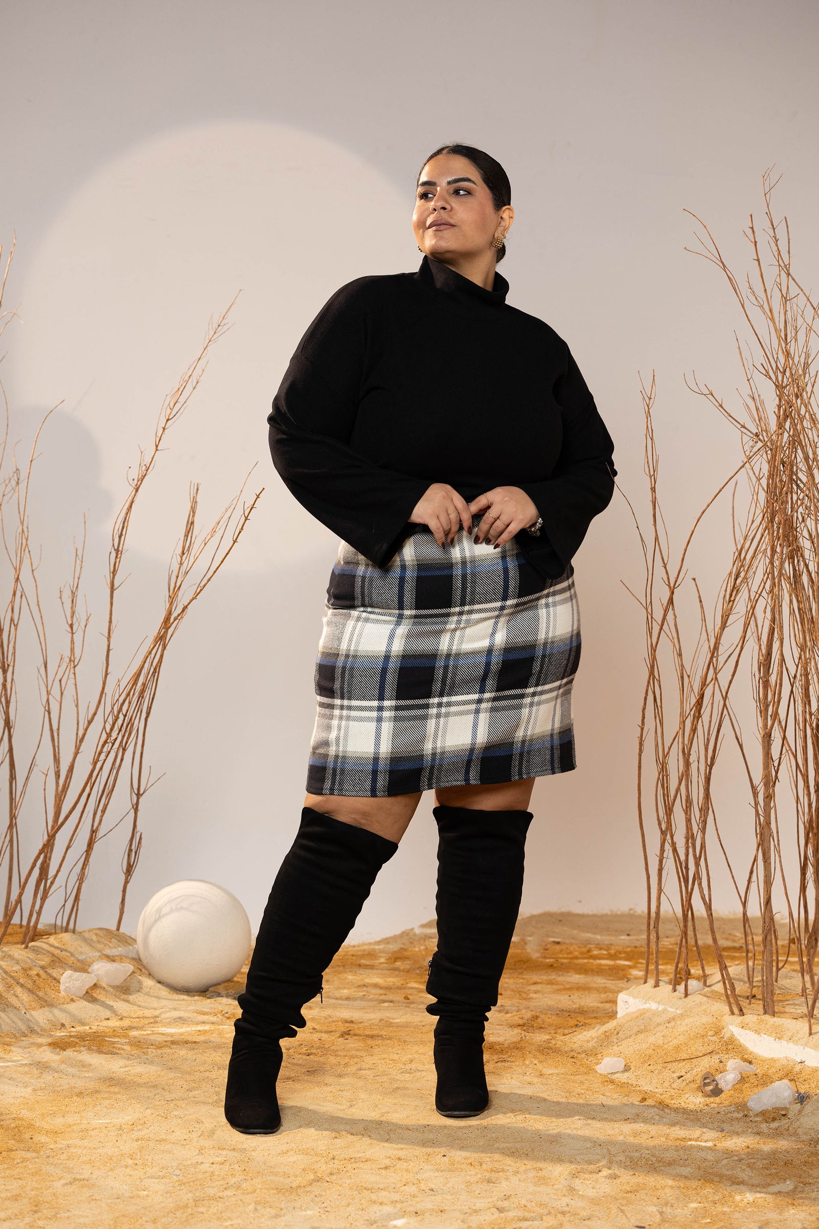 Frosted Check Mini Skirt