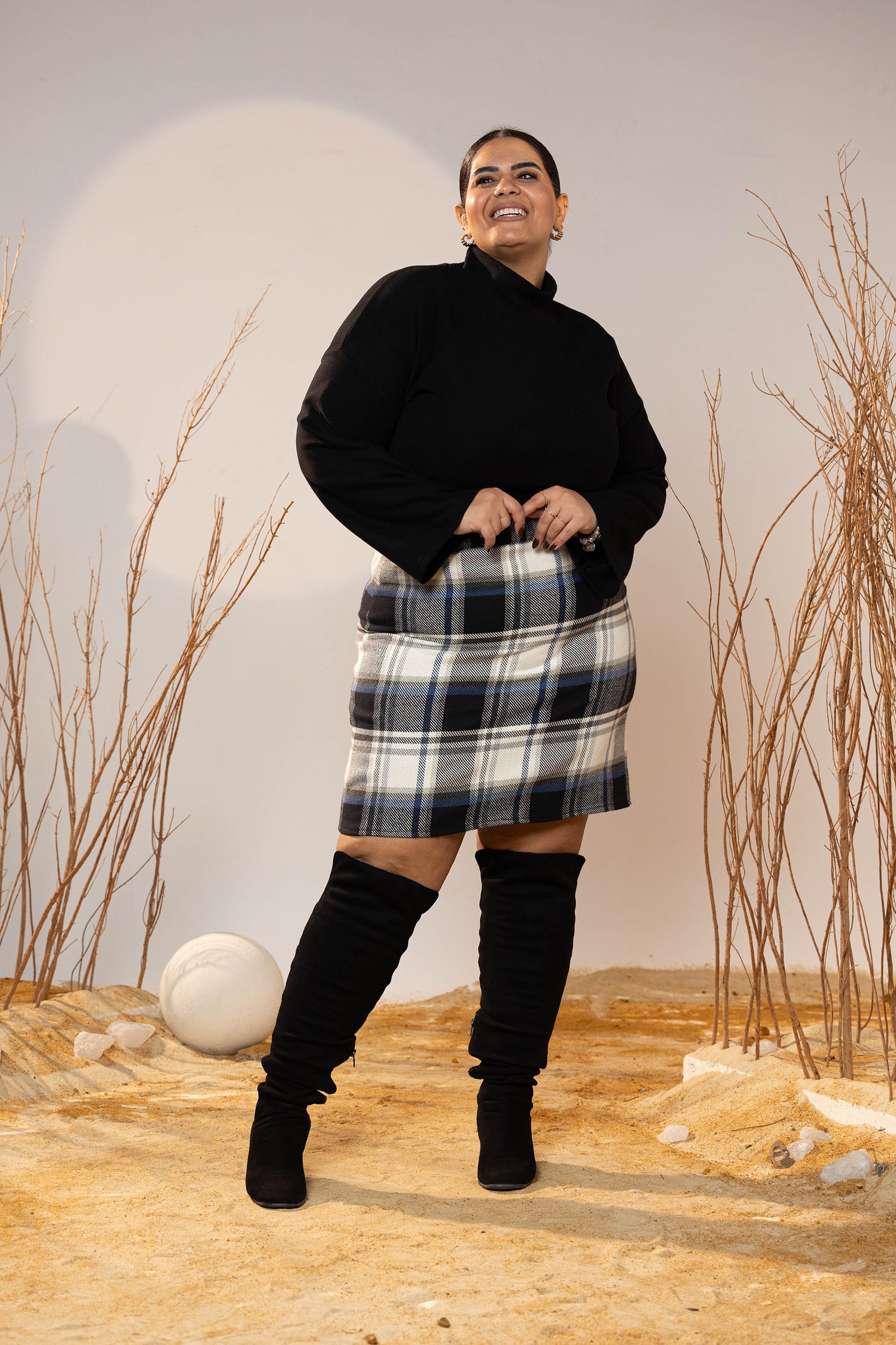 Frosted Check Mini Skirt