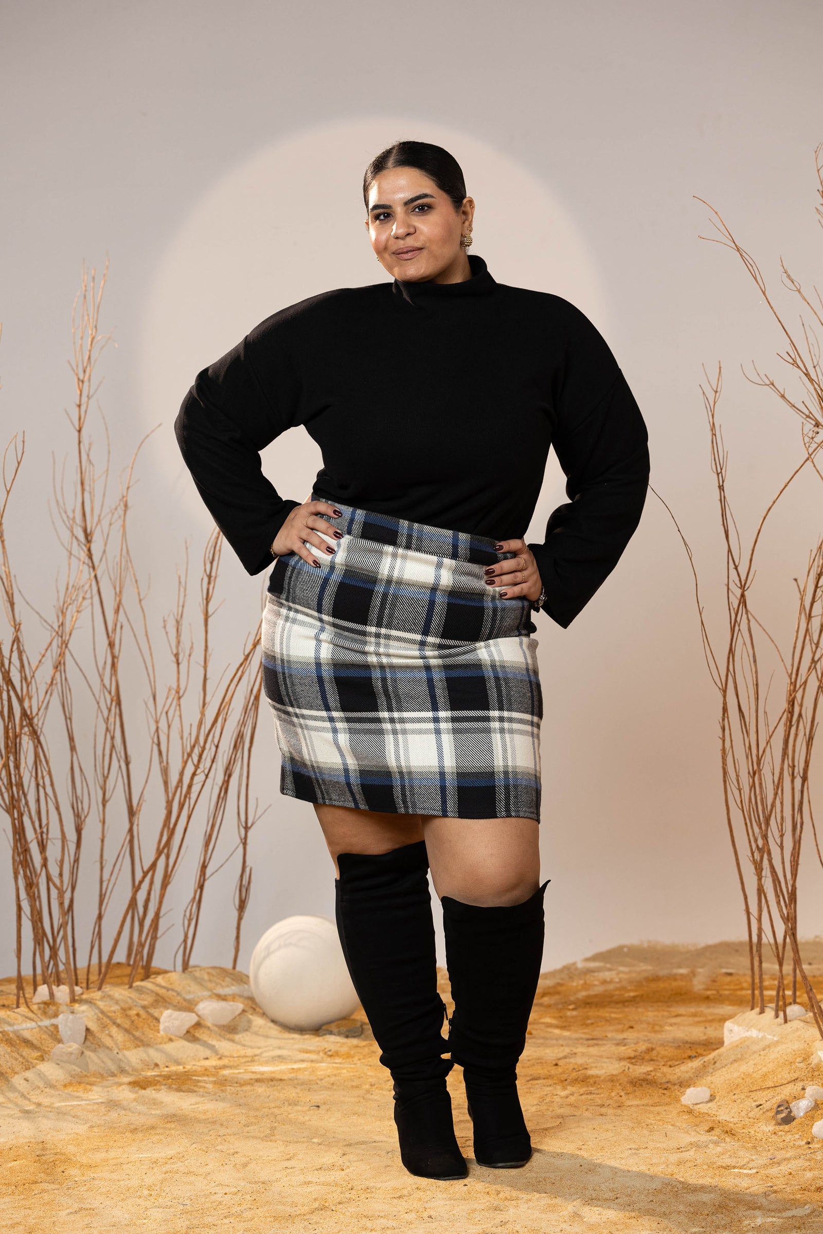 Frosted Check Mini Skirt