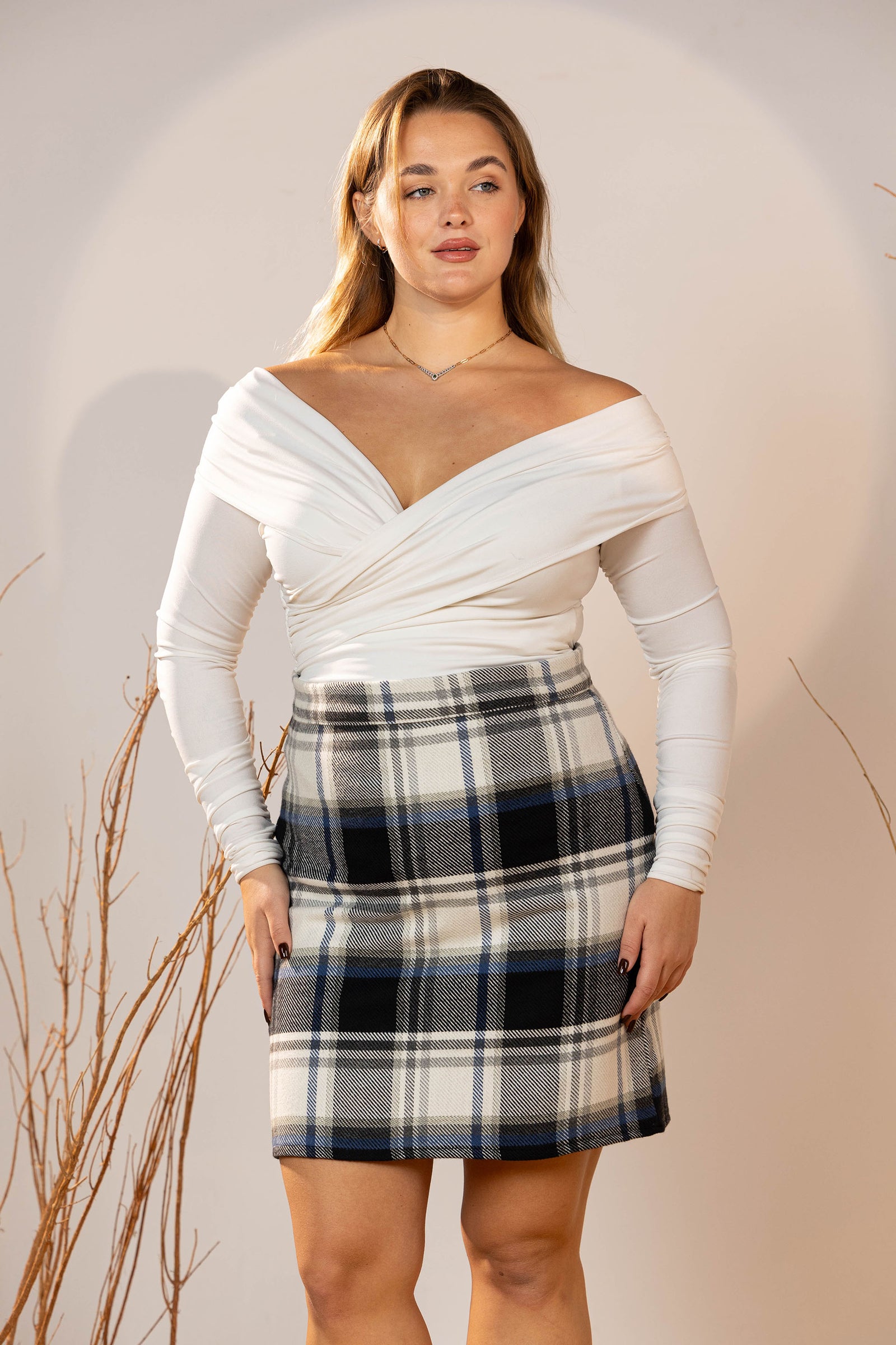 Frosted Plaid Mini Skirt