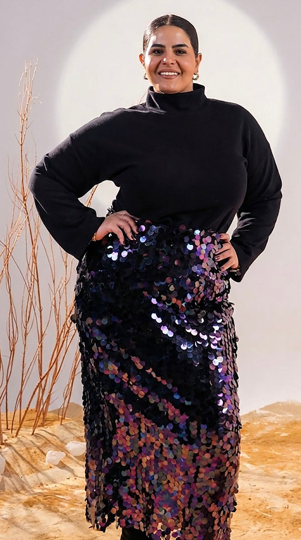Glam Black Sequin Coin Skirt