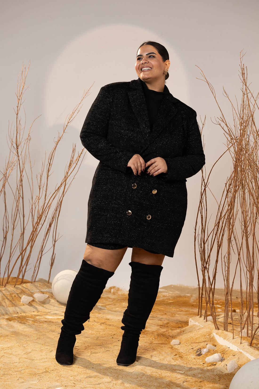 Glam Boulevard Tweed Blazer Dress