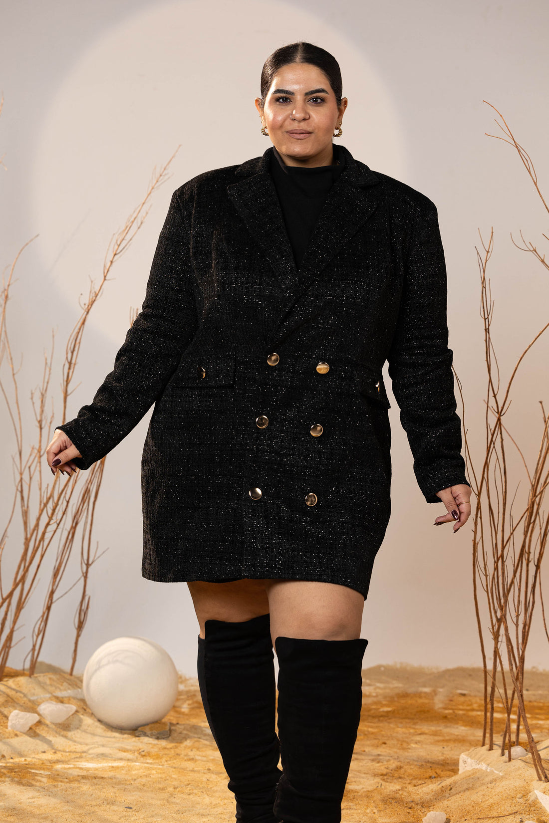 Glam Boulevard Tweed Blazer Dress