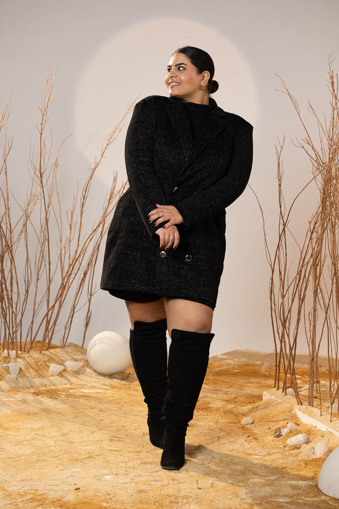 Glam Boulevard Tweed Blazer Dress