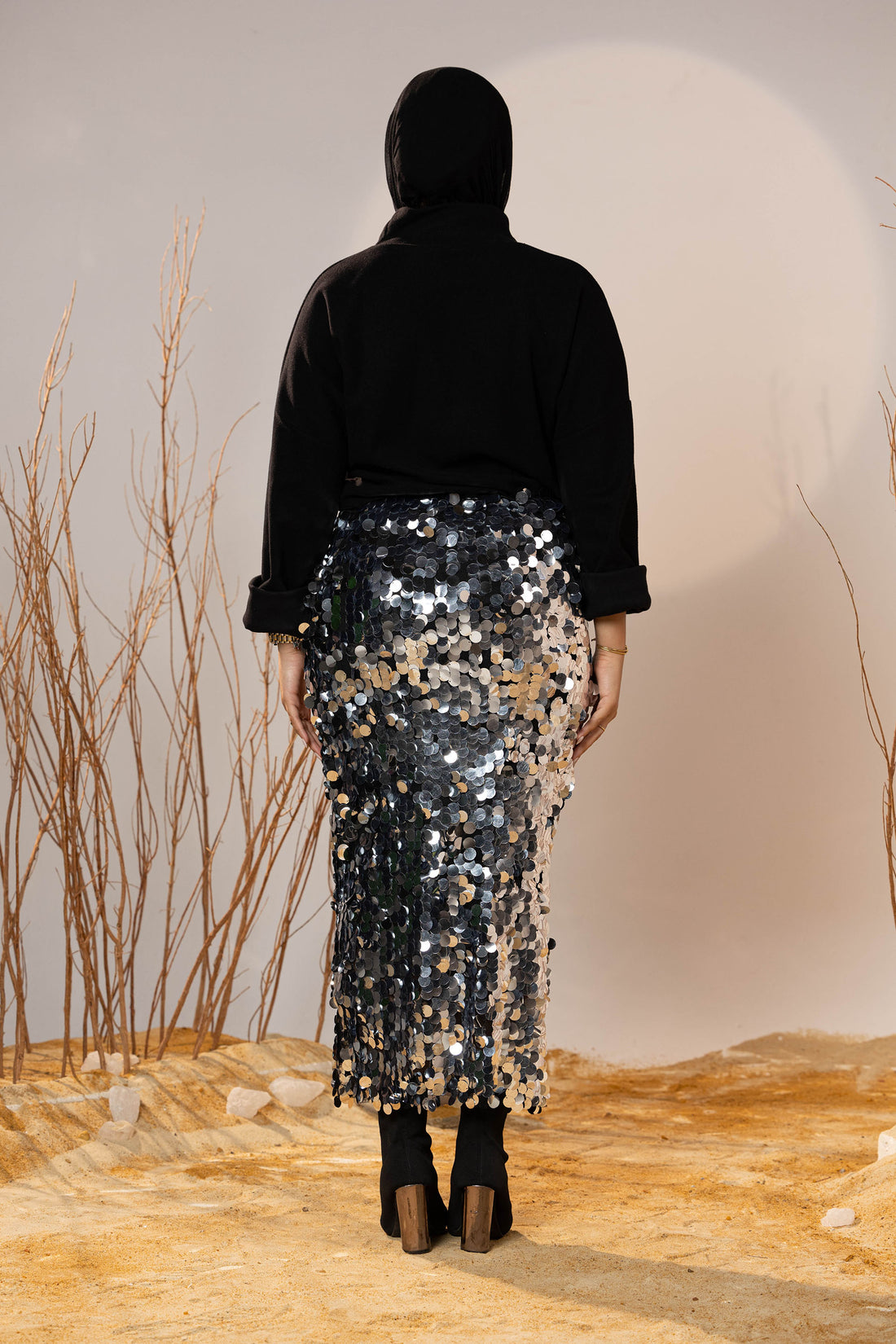 Glam Silver Sequin Coin Skirt