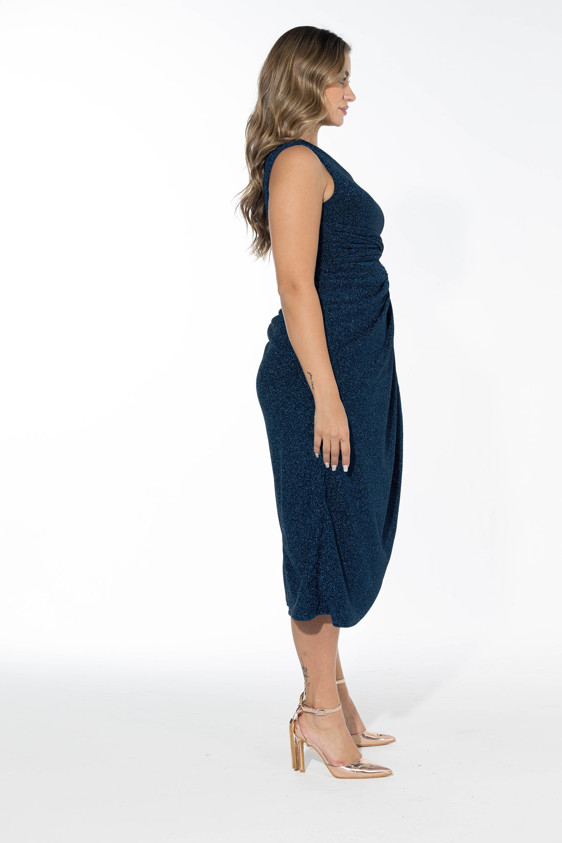 Glow Off-Shoulder Wrap Dress - Midnight Blue