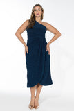 Glow Off-Shoulder Wrap Dress - Midnight Blue