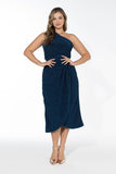 Glow Off-Shoulder Wrap Dress - Midnight Blue