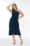 Glow Off-Shoulder Wrap Dress - Midnight Blue