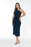 Glow Off-Shoulder Wrap Dress - Midnight Blue