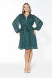 Glow Sequin Wrap Dress - Emerald Green