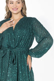 Glow Sequin Wrap Dress - Emerald Green